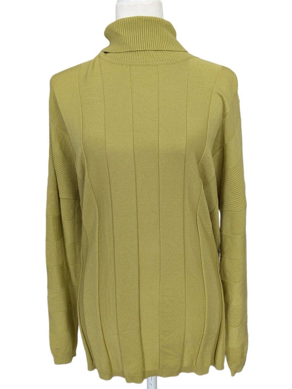 Joseph A Womens Split Pea Light Green Rib Turtleneck Sweater NWT Size Medium - Picture 3 of 12